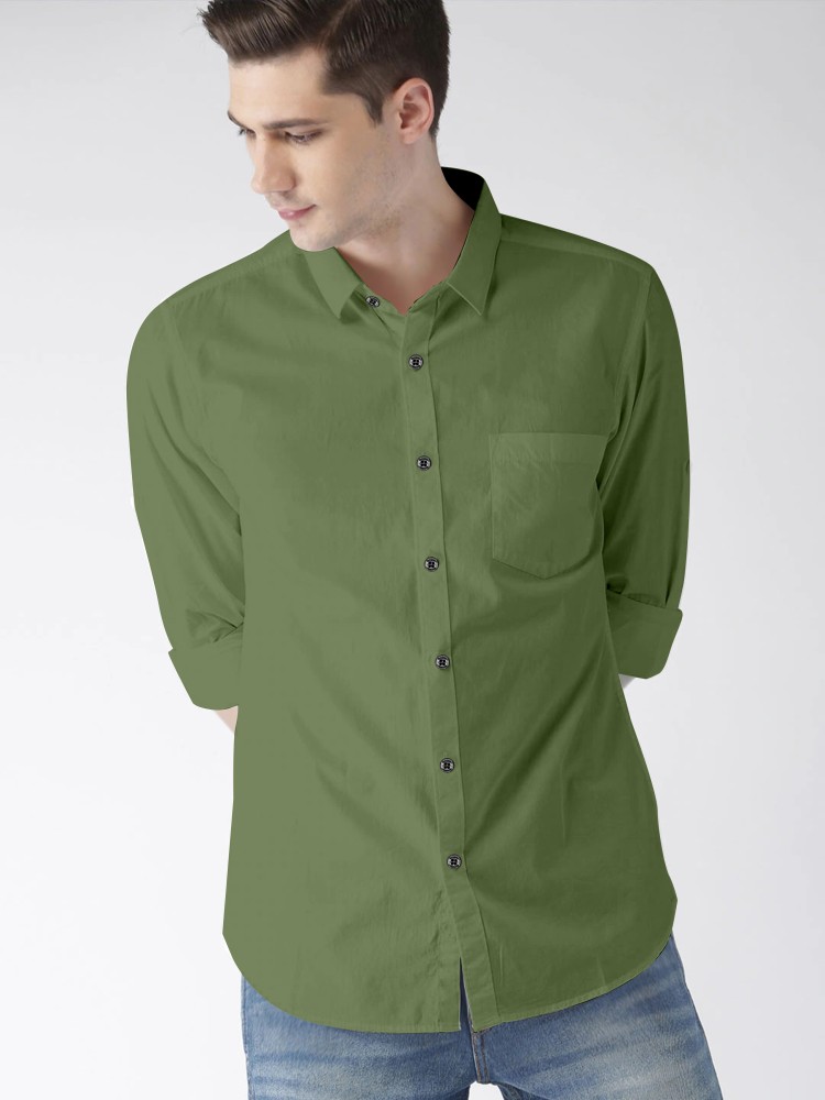 JOHN LOUIS Men Solid Formal Green Shirt - Buy JOHN LOUIS Men Solid