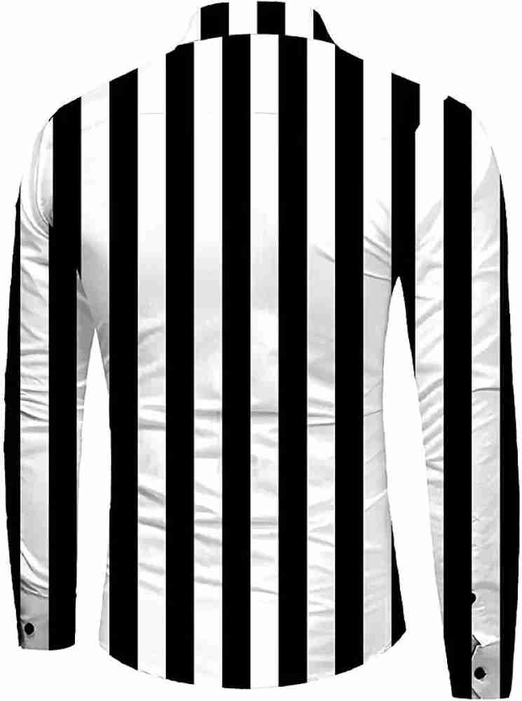 Printed Number Football Referee Black and White Stripes V Neck