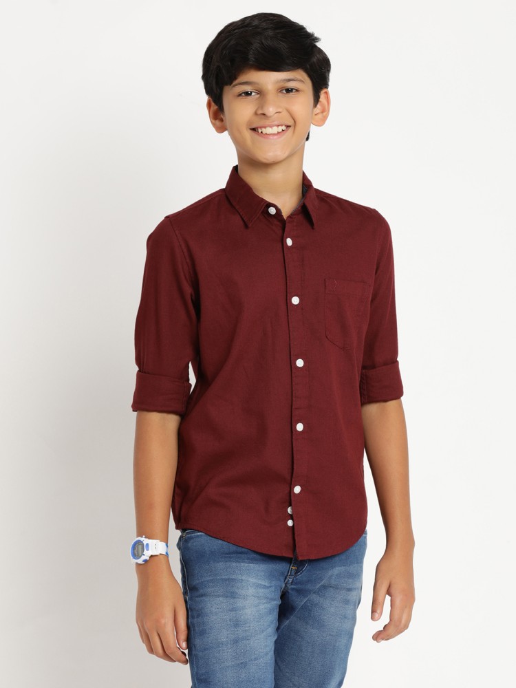 Boys maroon 2024 dress shirt