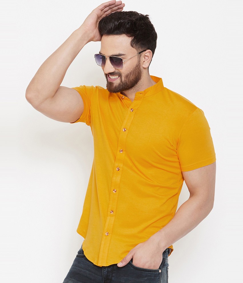 GESPO Men Solid Casual Yellow Shirt - Buy GESPO Men Solid Casual