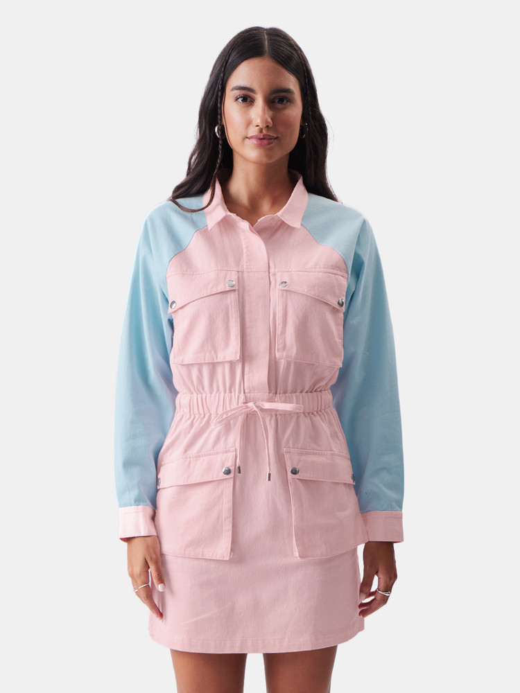 The Souled Store Women Shirt Pink Light Blue Dress Buy The