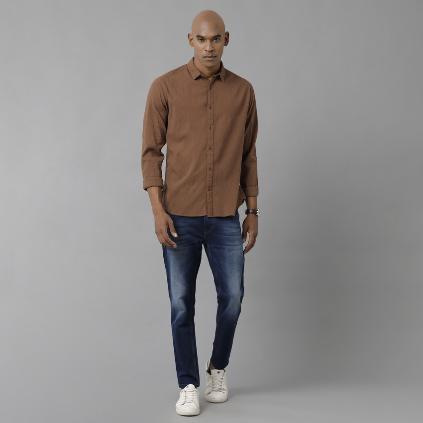 VOI JEANS Men Solid Casual Brown Shirt - Buy VOI JEANS Men Solid Casual Brown  Shirt Online at Best Prices in India | Flipkart.com