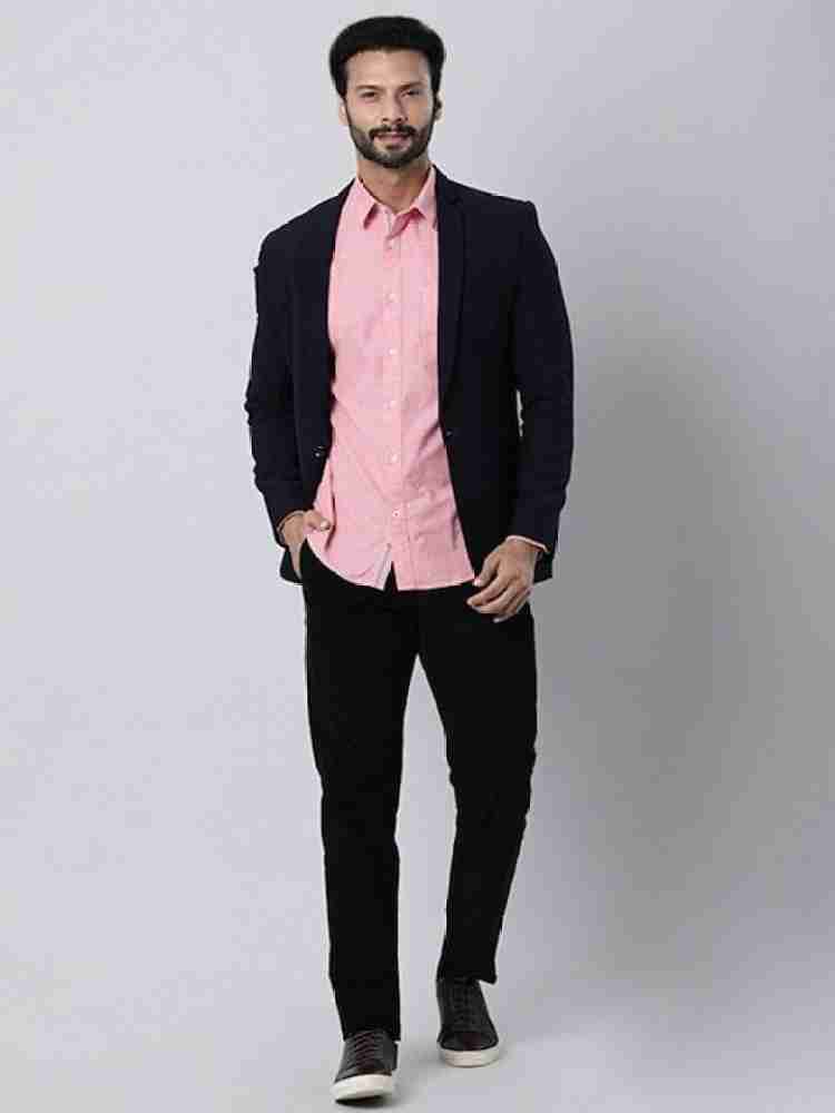 Pink shirt with black blazer sale