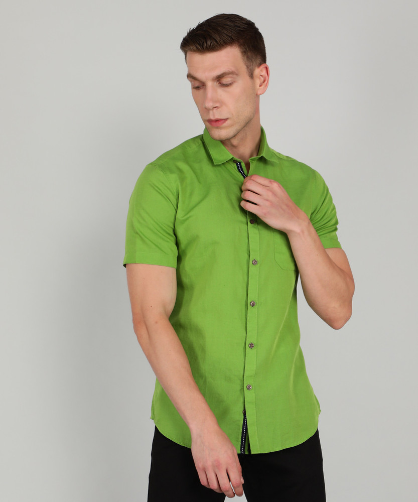 VAN HEUSEN Men Solid Casual Green Shirt Buy VAN HEUSEN Men Solid