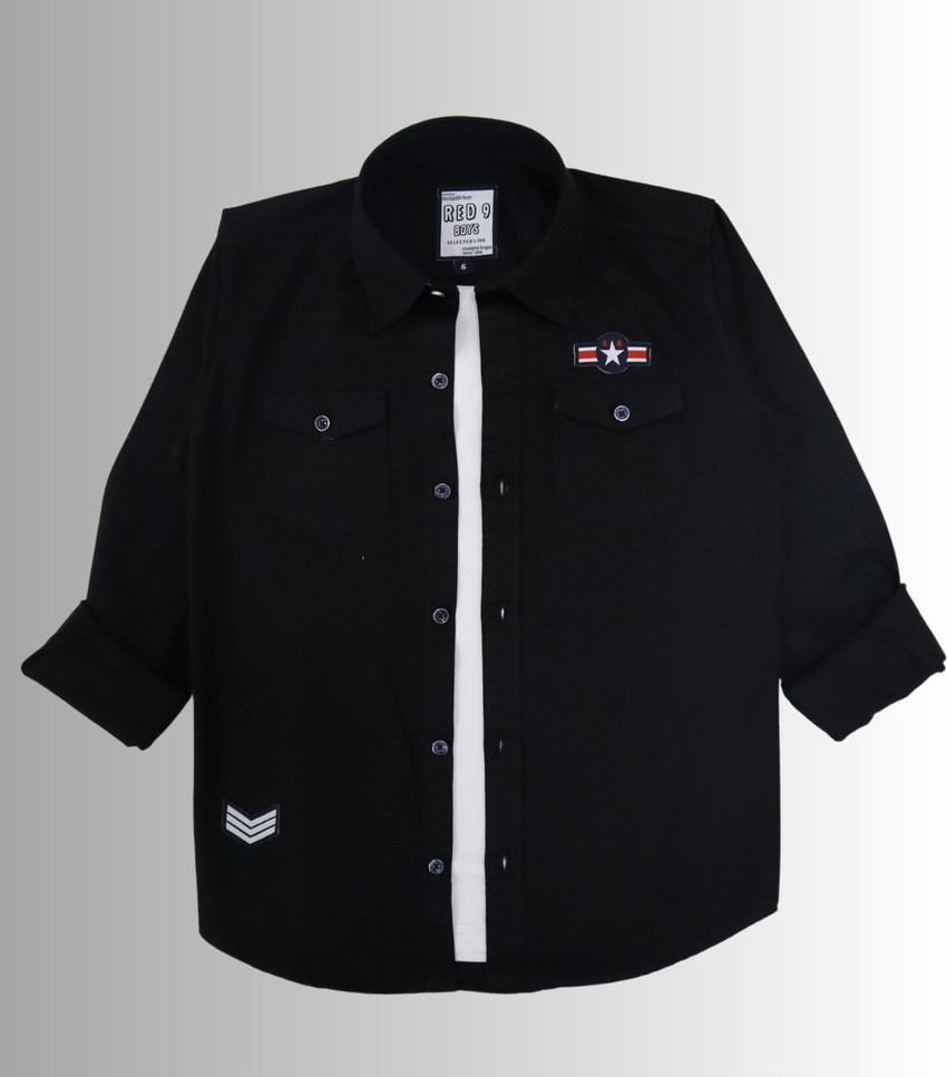 Rs fashions Boys Embroidered Casual Black Shirt Buy Rs fashions