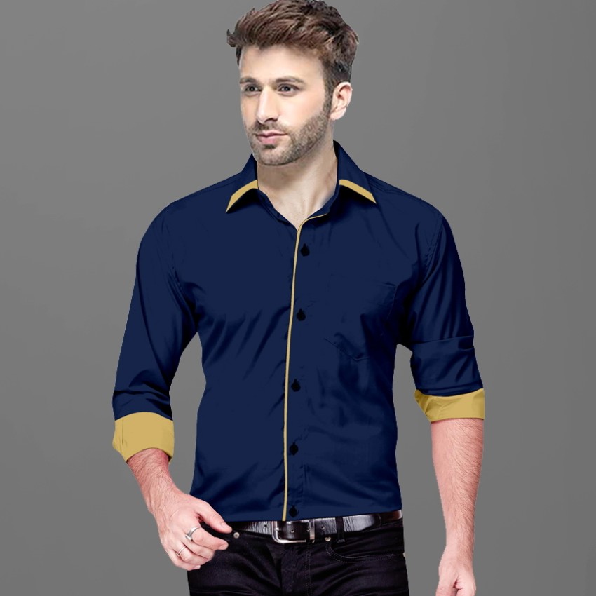 Jwala Men Solid Casual Dark Blue Shirt - Buy Jwala Men Solid Casual Dark  Blue Shirt Online at Best Prices in India