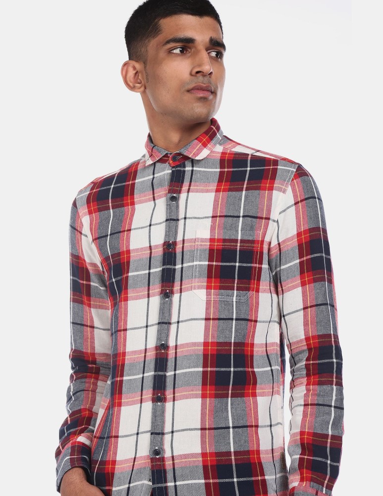 flying machine red check shirt