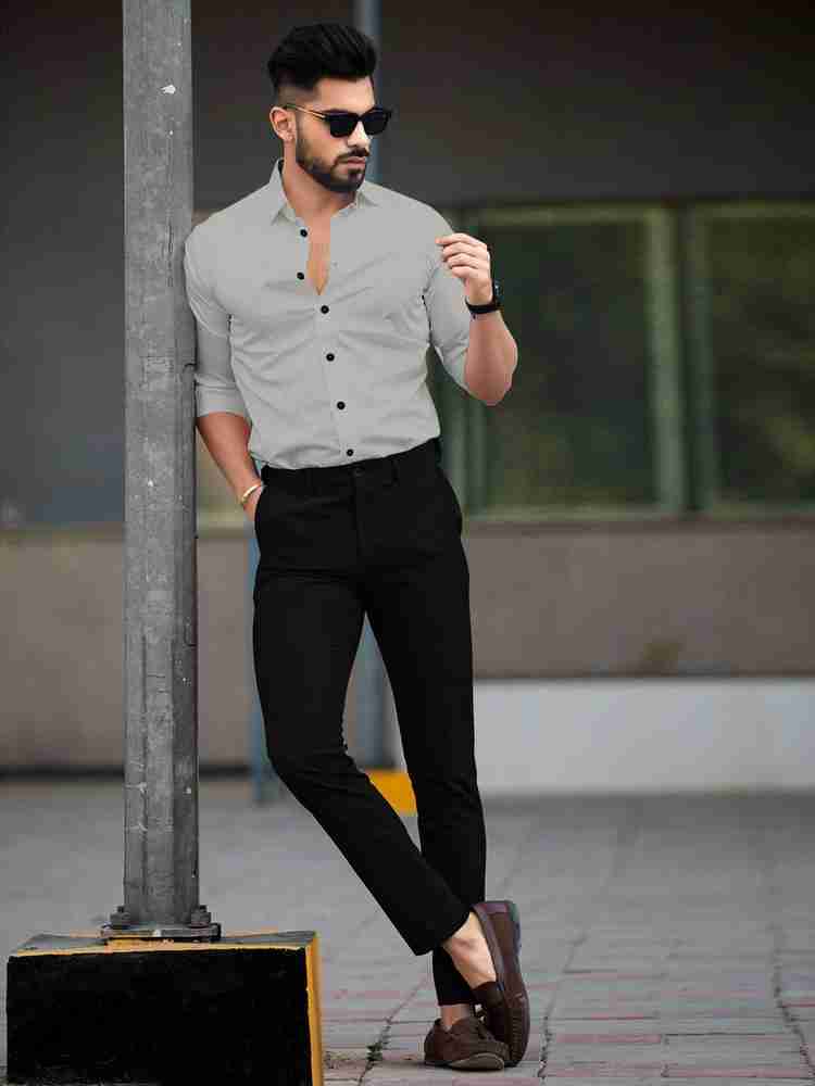 Nat Jastica Men Solid Casual Grey Shirt Buy Nat Jastica Men