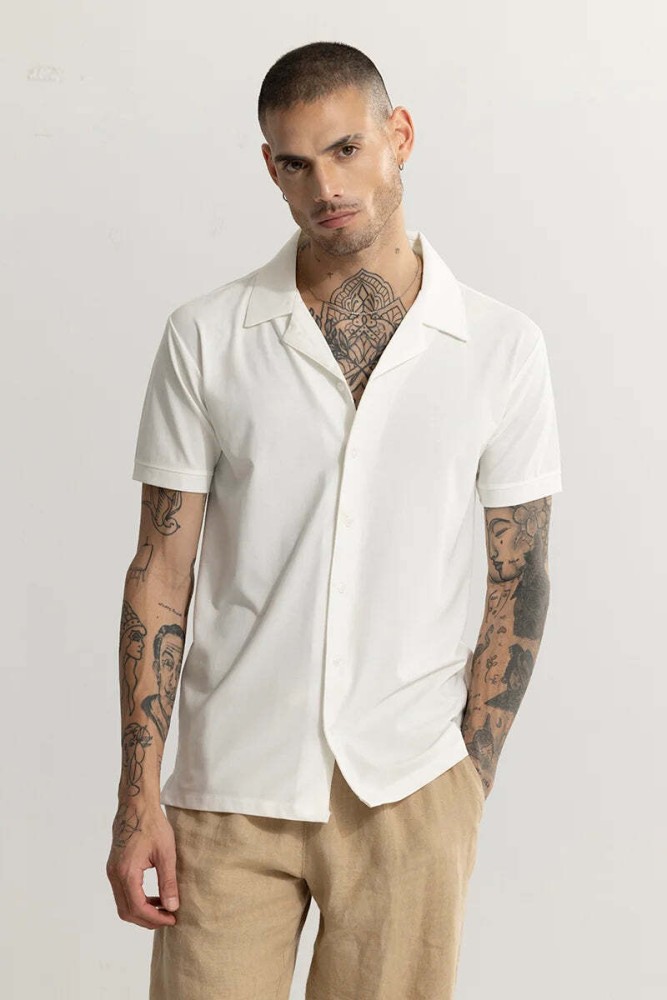 Men's Slim Fit Shirts Casual Lapel Button Up Blouses Basic Solid