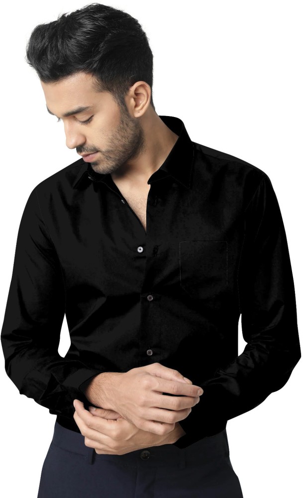 Hook fit Men Solid Formal Black Shirt - Buy Hook fit Men Solid Formal Black  Shirt Online at Best Prices in India