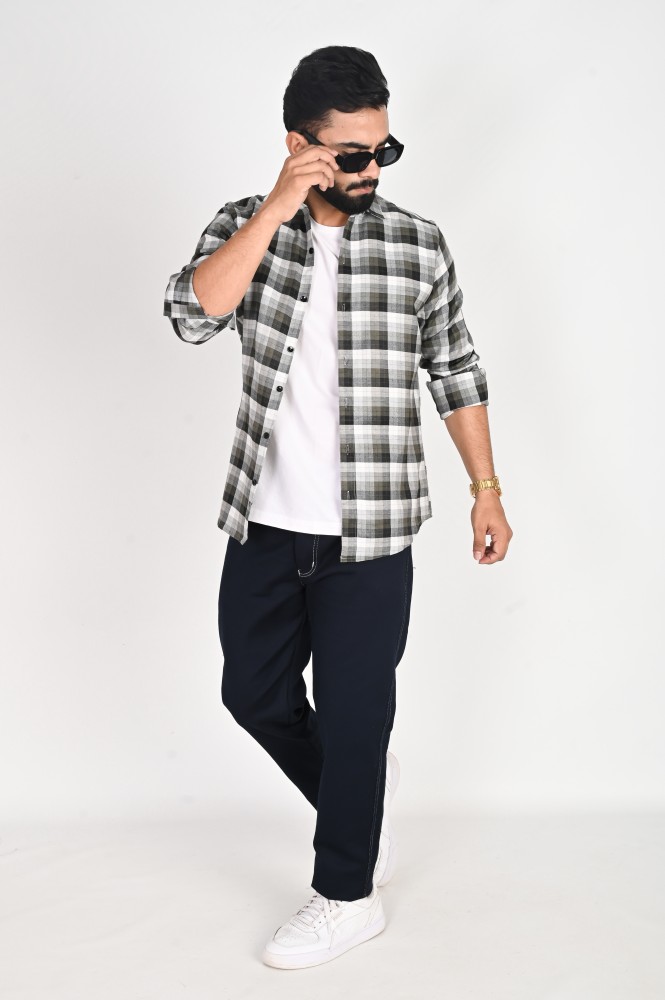 Jwala Men Checkered Casual Grey, White, Black Shirt - Buy Jwala Men  Checkered Casual Grey, White, Black Shirt Online at Best Prices in India |  Flipkart.com