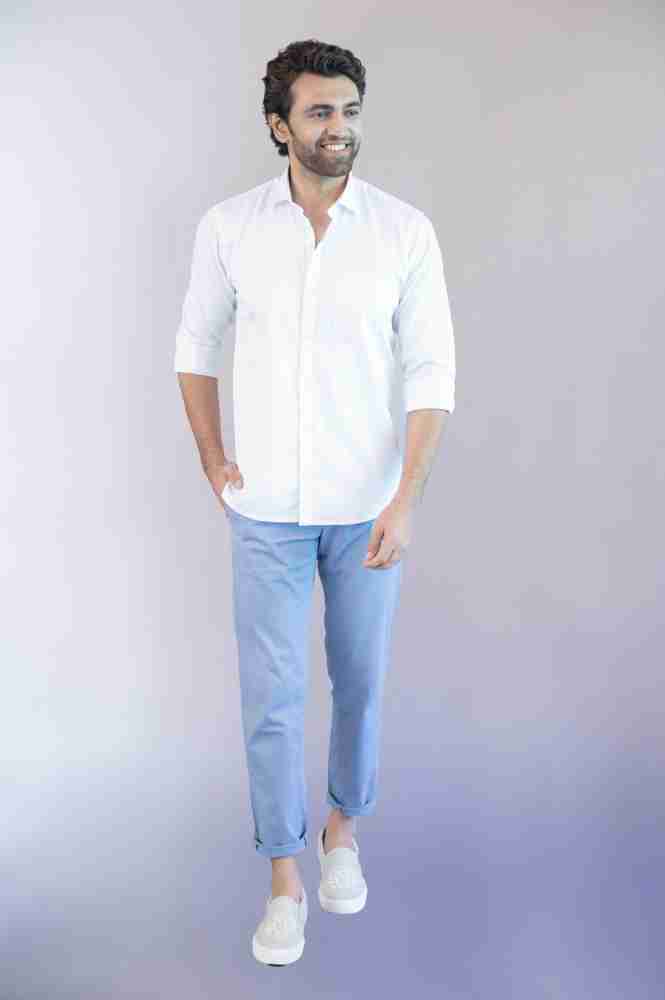 Light blue pant and white shirt online