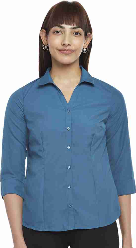 Annabelle by Pantaloons Women Solid Casual Blue Shirt - Buy Annabelle by  Pantaloons Women Solid Casual Blue Shirt Online at Best Prices in India