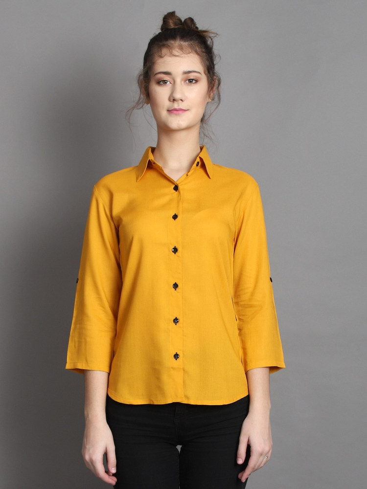 Anisha Women Solid Casual Yellow Shirt Buy Anisha Women Solid