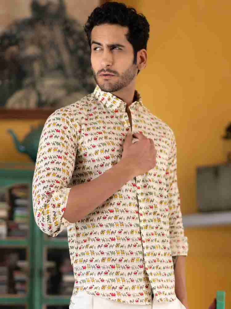 TIGERSNAKE Men Printed Casual Beige Shirt - Buy TIGERSNAKE Men