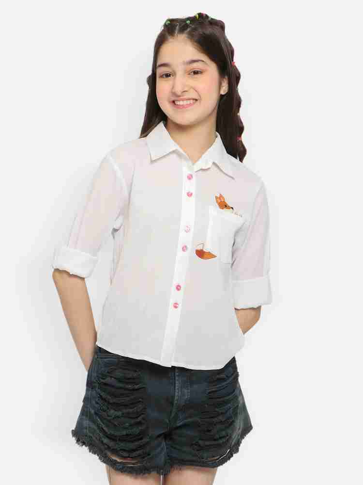 Natilene Girls Solid Casual White Shirt - Buy Natilene Girls Solid Casual White Shirt Online at Best Prices in India | Flipkart.com