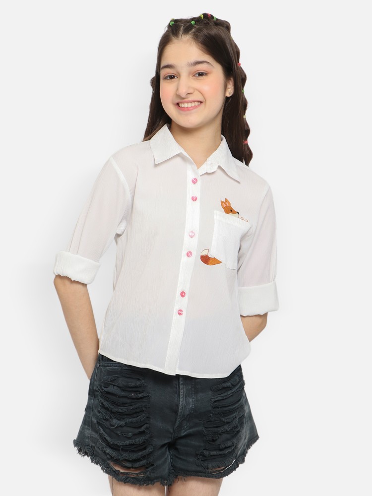 Girls white 2024 dress shirt