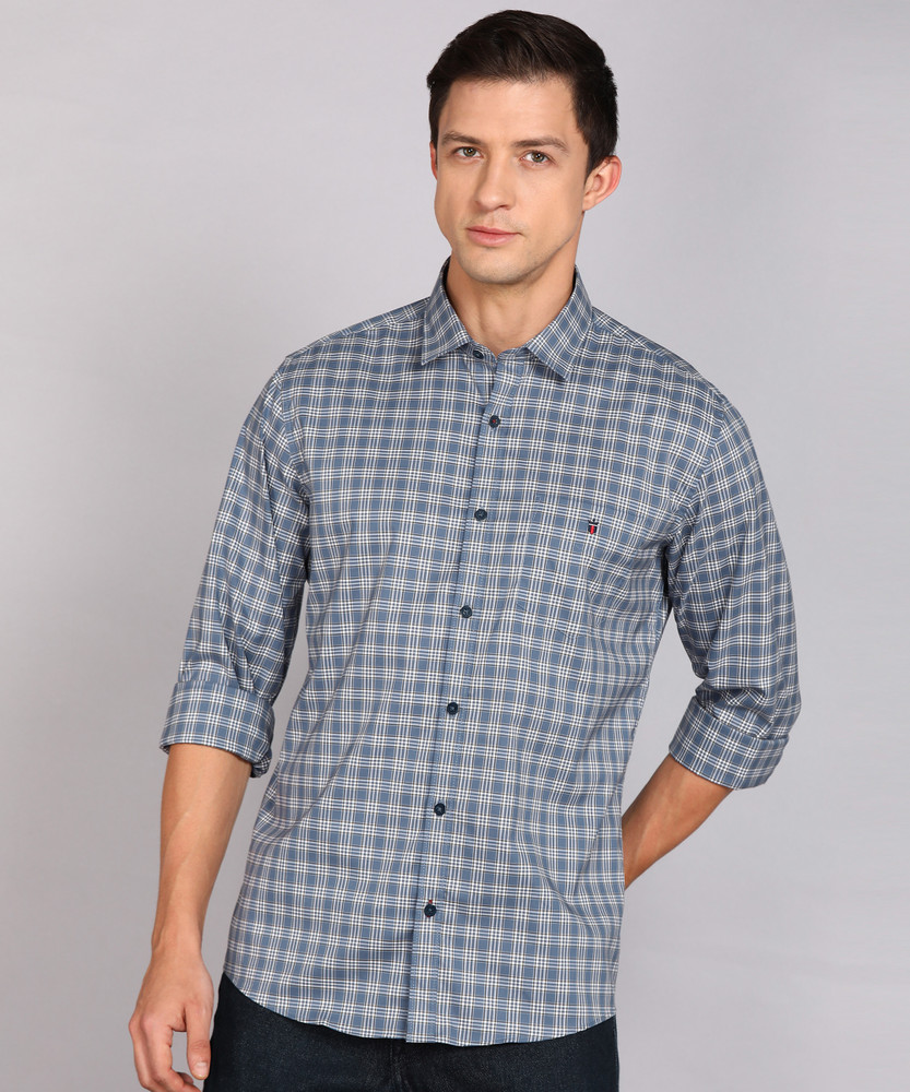 Louis Philippe Sport Men Checkered Casual Blue Shirt Buy Louis