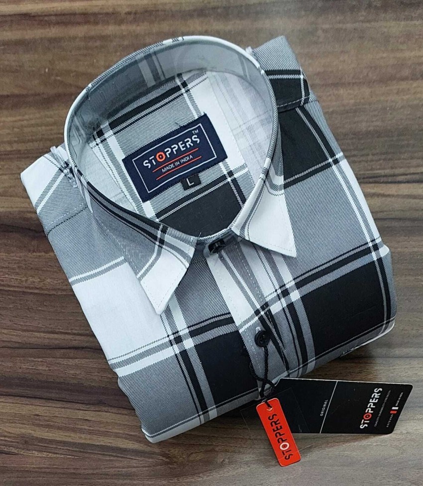 STOPPERS Men Checkered Casual Black White Grey Shirt Buy STOPPERS Men Checkered Casual Black White Grey Shirt Online at Best Prices in India Flipkart