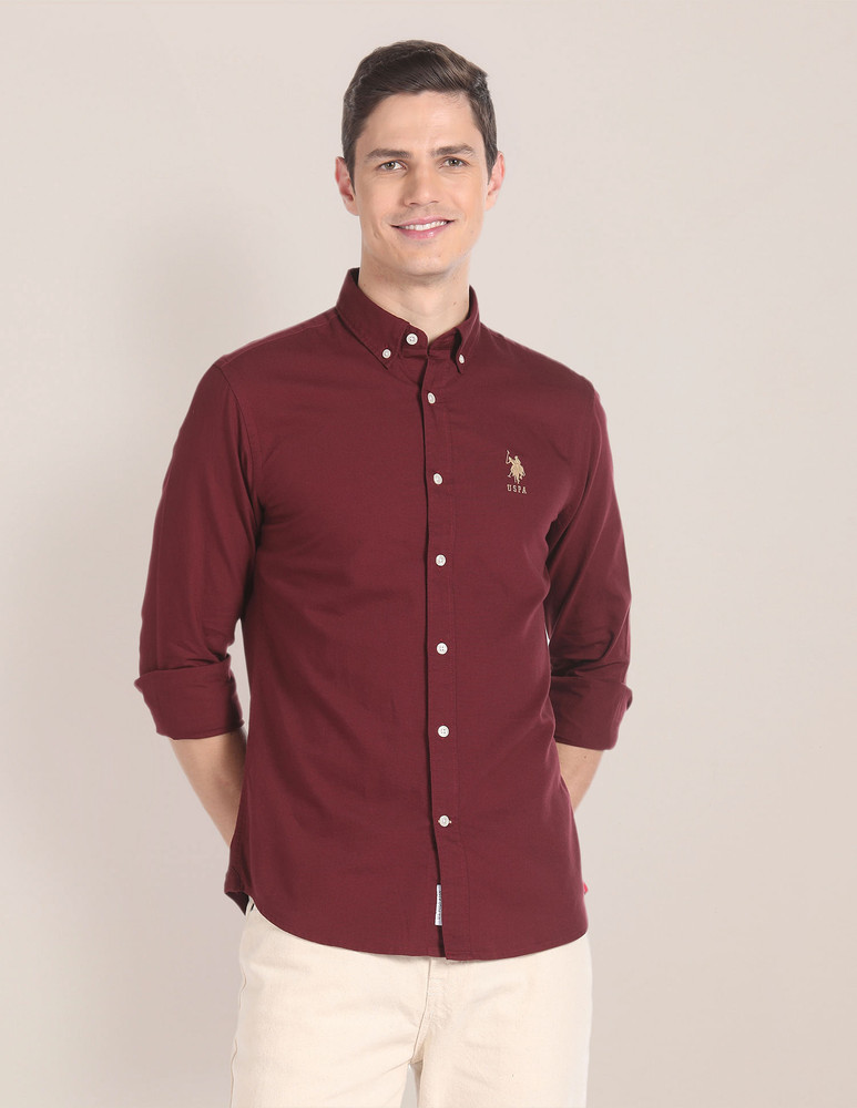 U.S. POLO ASSN. Men Solid Casual Red Shirt Buy U.S. POLO ASSN