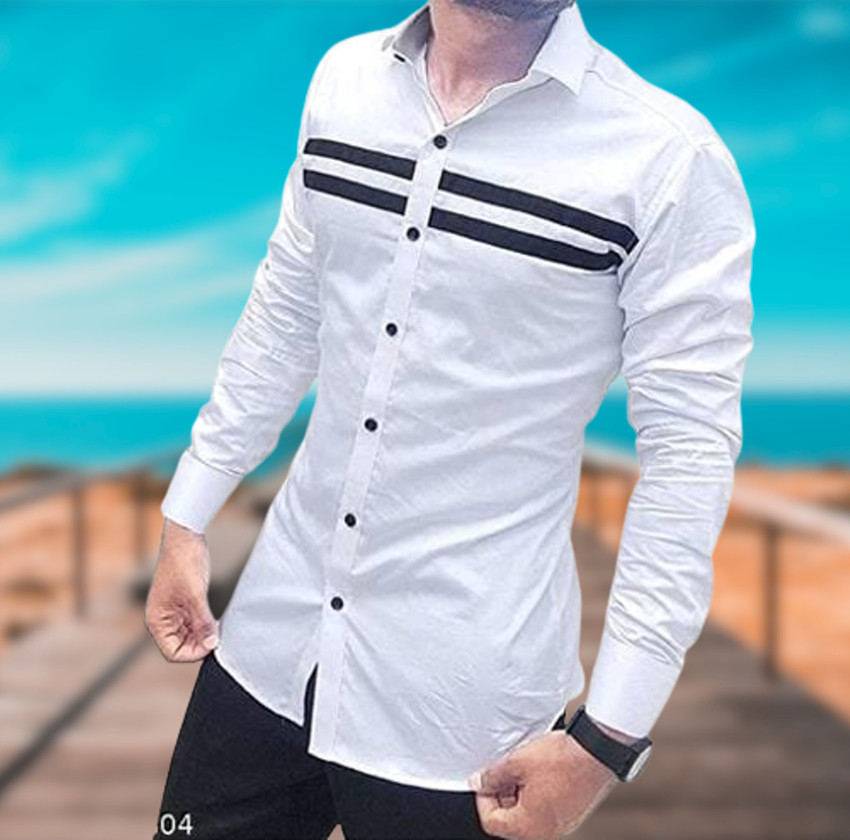 LILAWATI COLLECTION Men Striped Casual White Shirt Buy