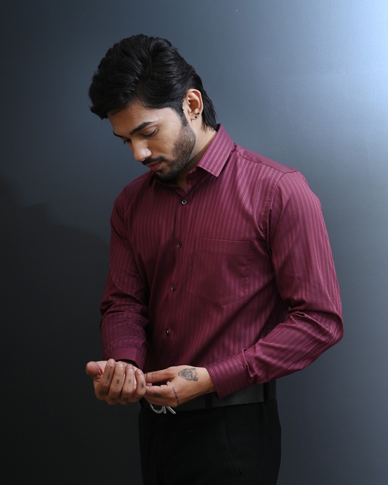 Party wear hot sale maroon shirt