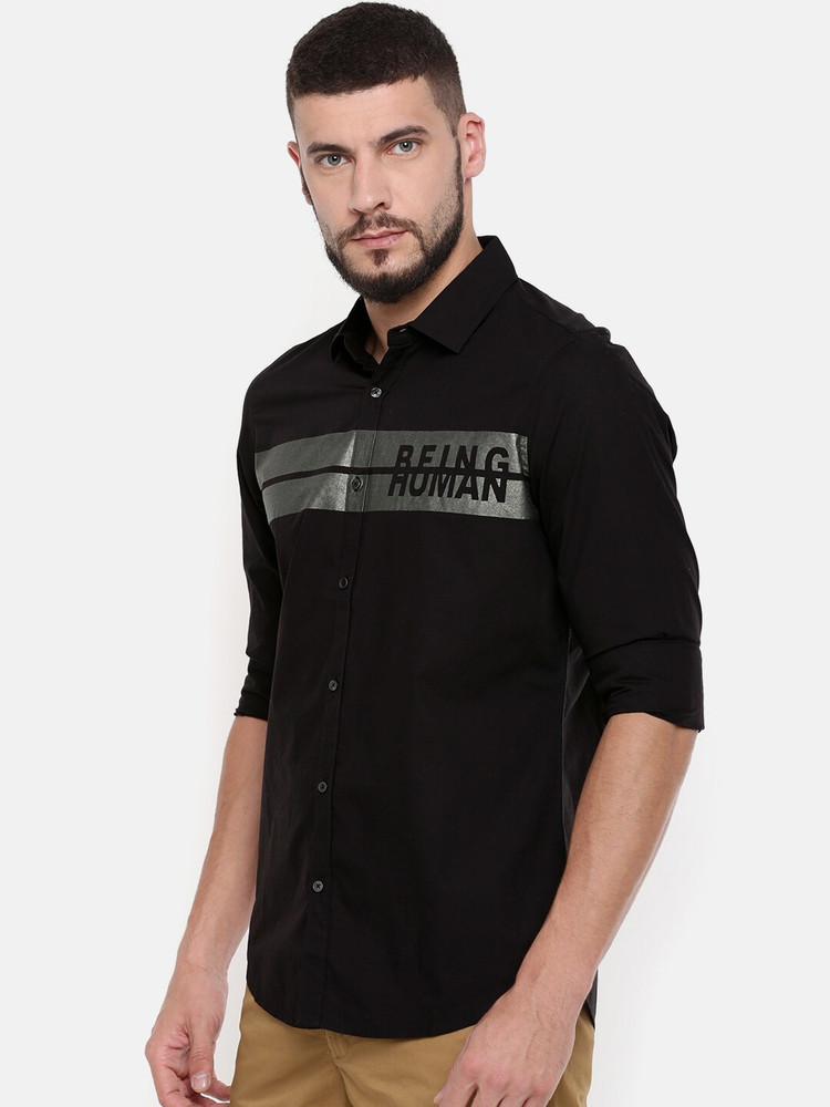 BEING HUMAN Men Printed Casual Black Shirt - Buy BEING HUMAN Men Printed  Casual Black Shirt Online at Best Prices in India | Flipkart.com