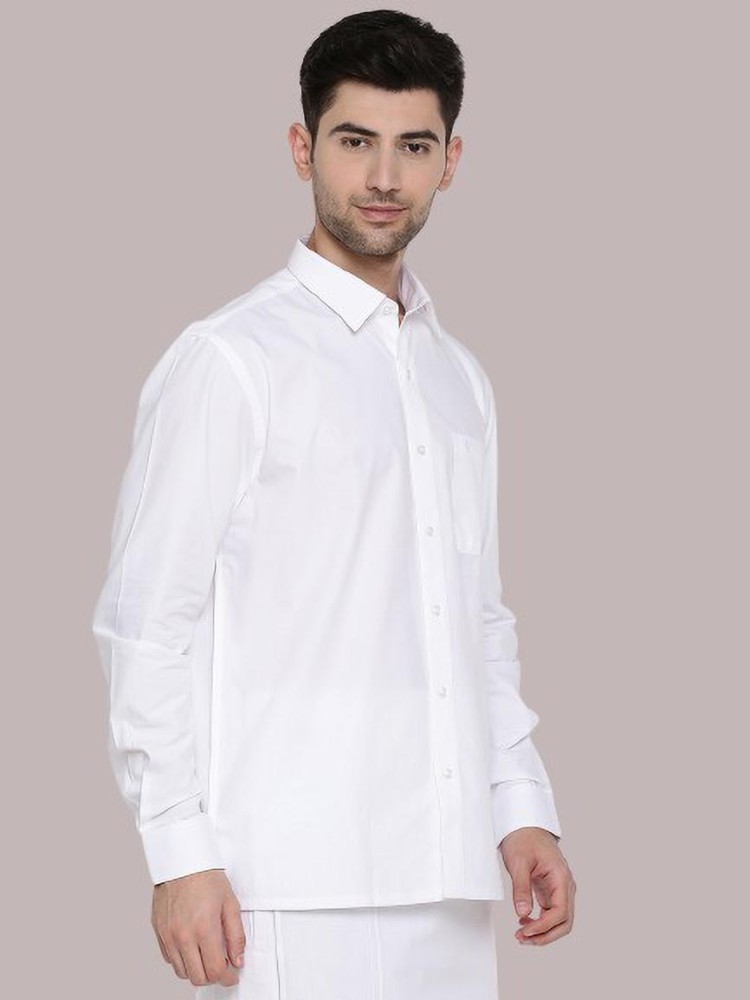 Buy Ramraj Cotton Men's White Full Sleeves Short Length Kurta