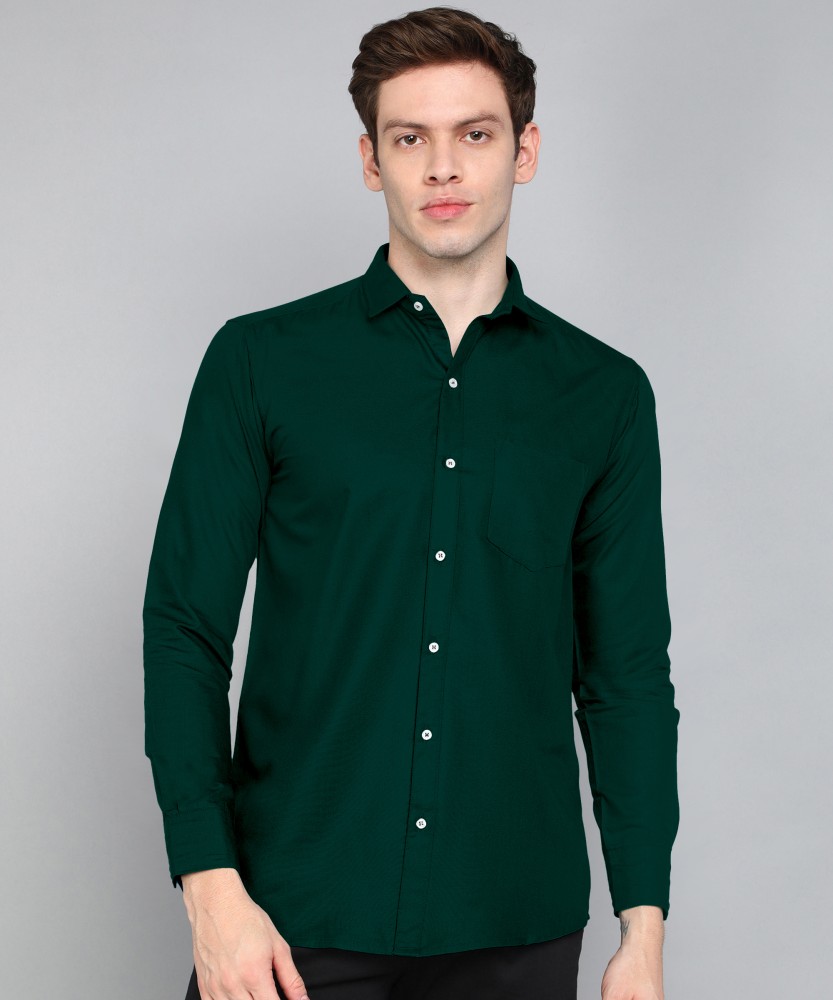 MILDIN Men Solid Formal Dark Green Shirt - Buy MILDIN Men Solid