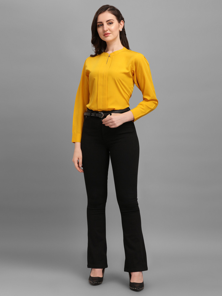 Yellow shirt and black pant cheap
