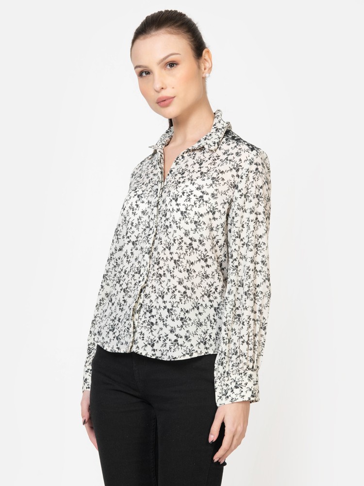 JUNE 9 CLOTHING Women Printed Casual White, Black Shirt - Buy JUNE 9 CLOTHING  Women Printed Casual White, Black Shirt Online at Best Prices in India