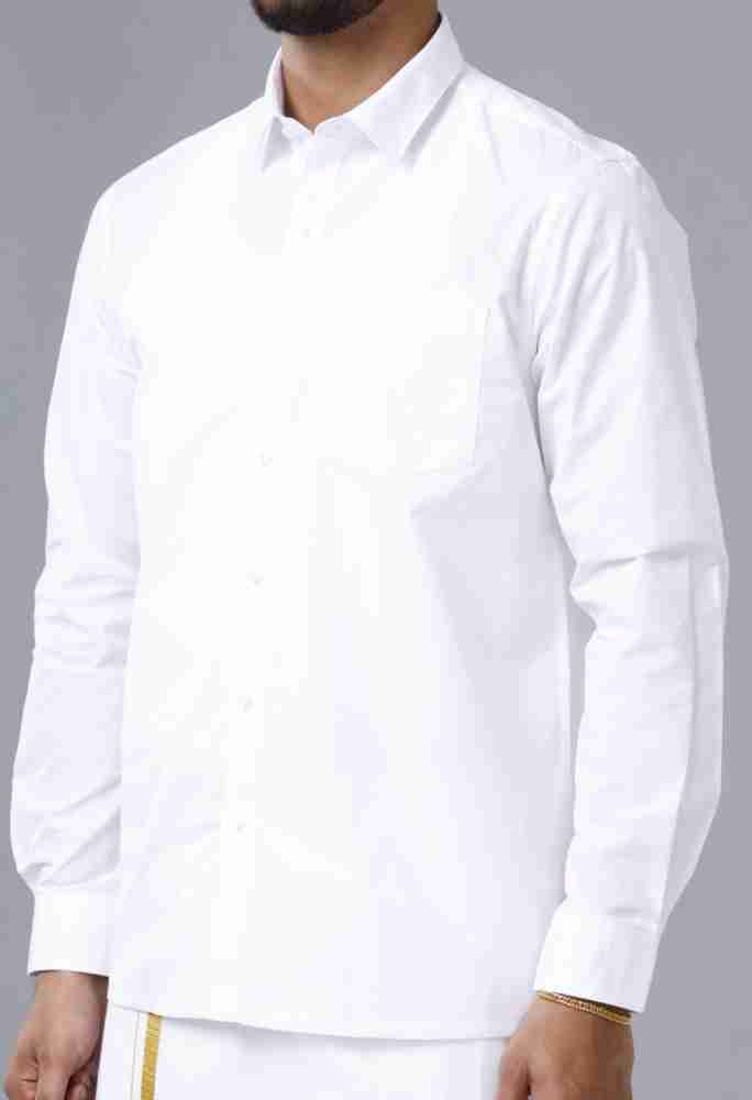 Ramraj Cotton Men Solid Casual White Shirt - Buy Ramraj Cotton Men Solid  Casual White Shirt Online at Best Prices in India