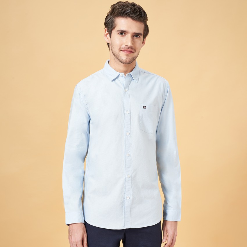 Byford by Pantaloons Men Solid Casual Blue Shirt - Buy Byford by Pantaloons  Men Solid Casual Blue Shirt Online at Best Prices in India