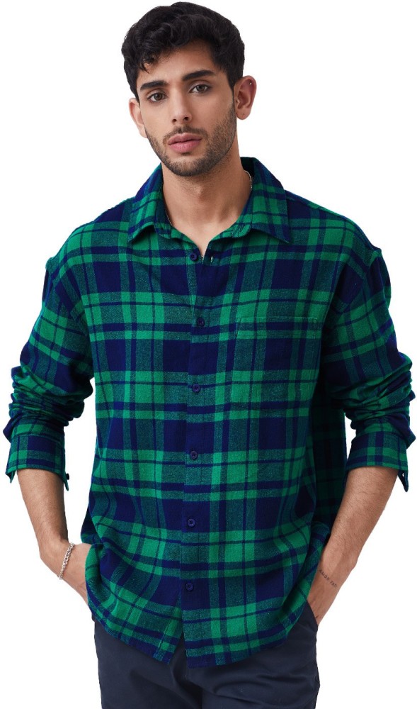 The Souled Store Men Checkered Casual Green Shirt - Buy The Souled