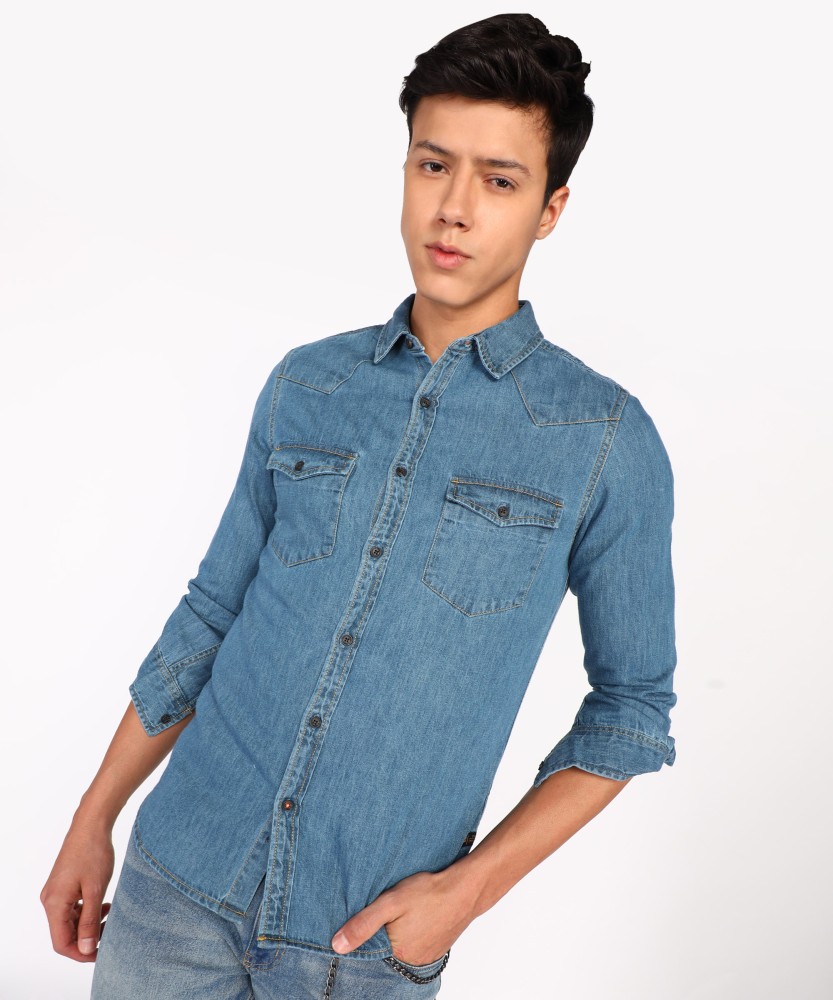 Spykar Men Solid Casual Blue Shirt - Buy Spykar Men Solid Casual