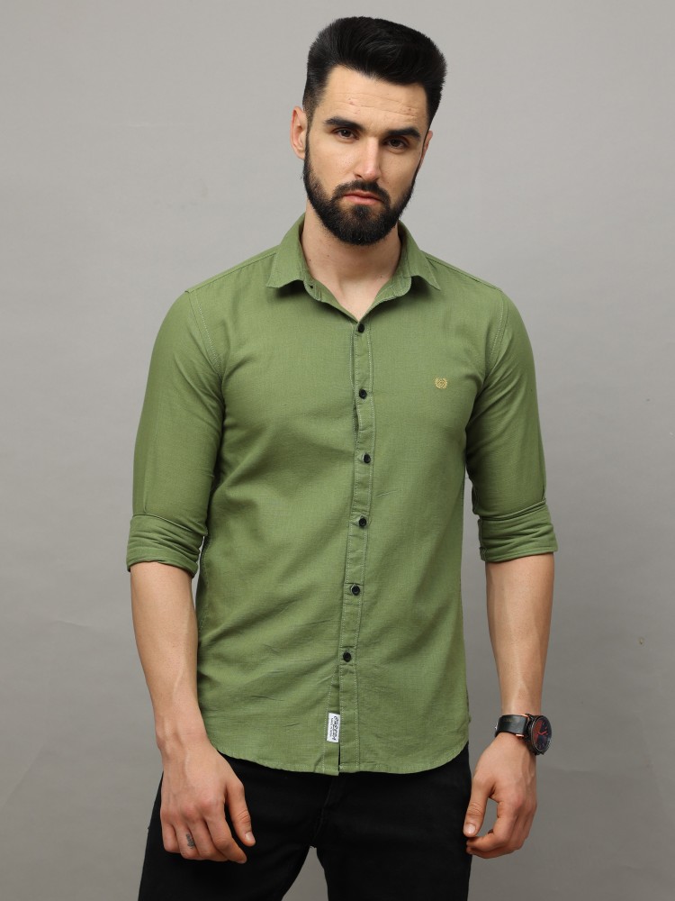 CAZZBA Men Solid Casual Green Shirt - Buy CAZZBA Men Solid Casual