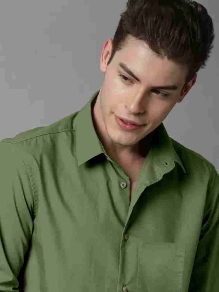 Asian & Fitch Men Solid Casual Light Green Shirt