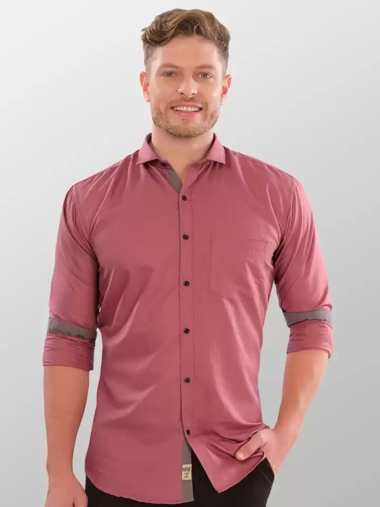 Buy Plus91 Men Solid Casual Pink Shirt Online at Best Prices in