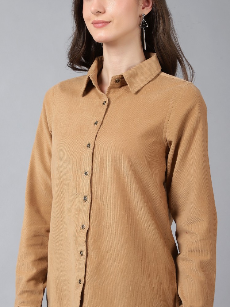 BANI WOMEN Women Solid Casual Beige Shirt - Buy BANI WOMEN Women