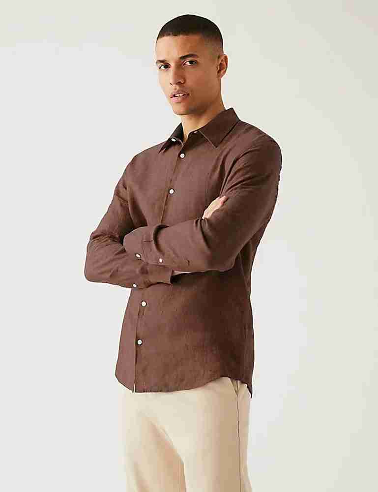MARKS SPENCER Men Solid Casual Brown Shirt Buy MARKS SPENCER Men Solid Casual Brown Shirt Online at Best Prices in India Flipkart