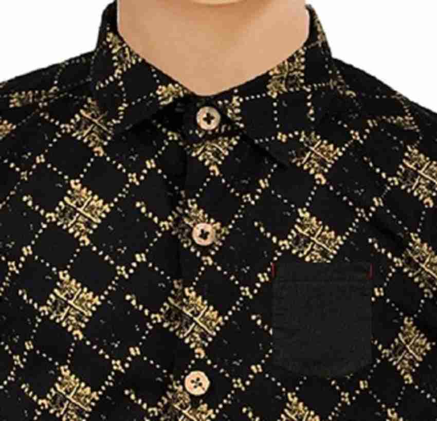 MOHINI CREATION Boys Printed Casual Gold, Black Shirt - Buy MOHINI CREATION  Boys Printed Casual Gold, Black Shirt Online at Best Prices in India