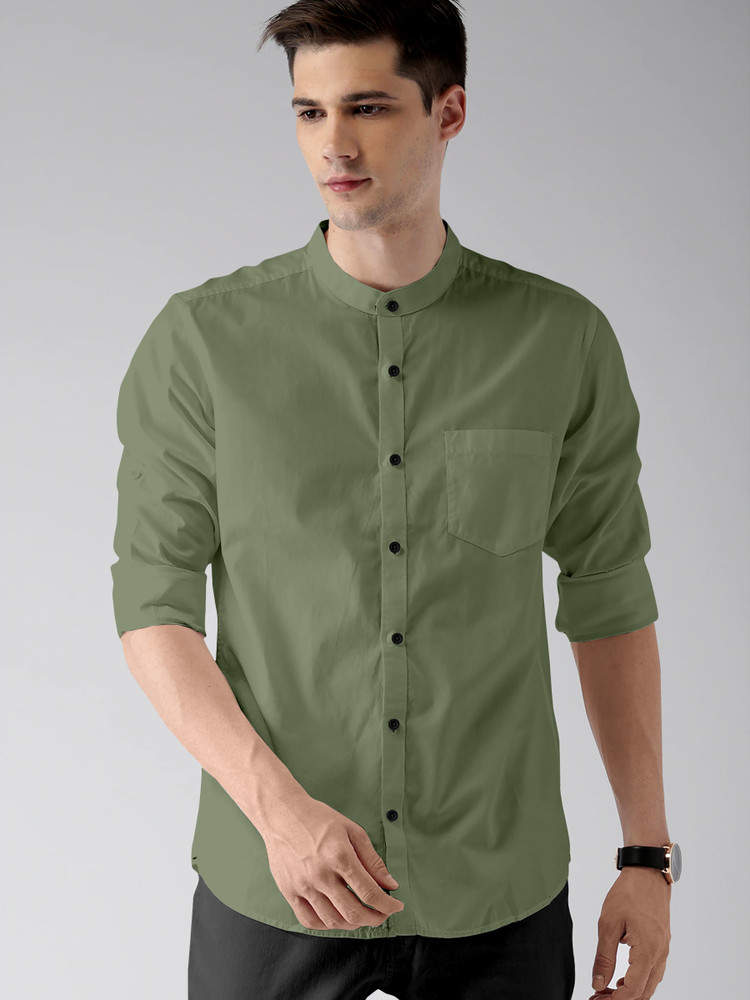 chinese collar green shirt