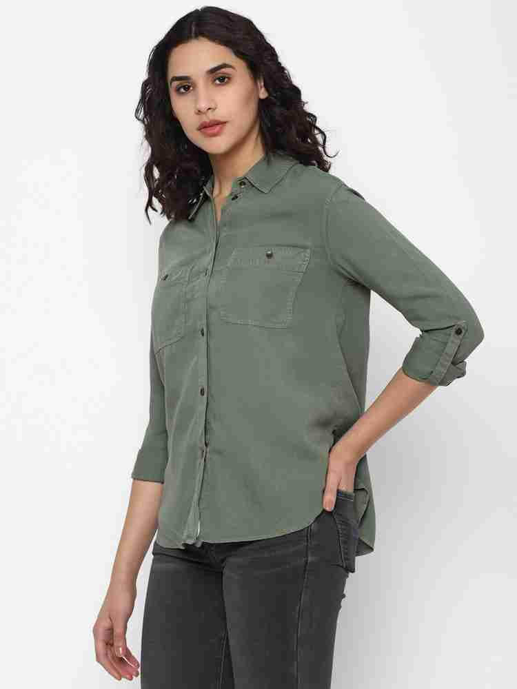 Army green shirt women's 2025