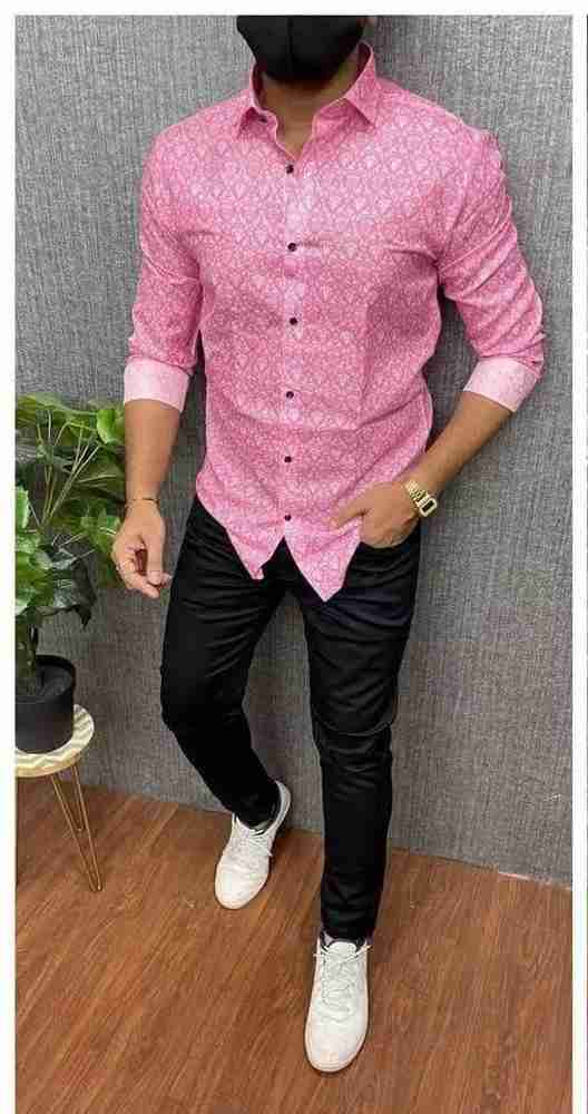 Pink shirt black jeans men shop