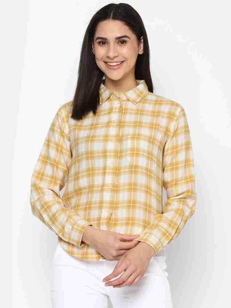 blue look Women Solid Casual White, Yellow Shirt - Buy blue look Women  Solid Casual White, Yellow Shirt Online at Best Prices in India