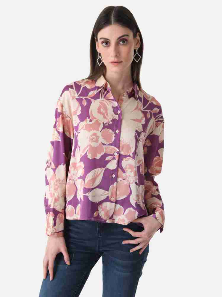 purple floral shirt womens