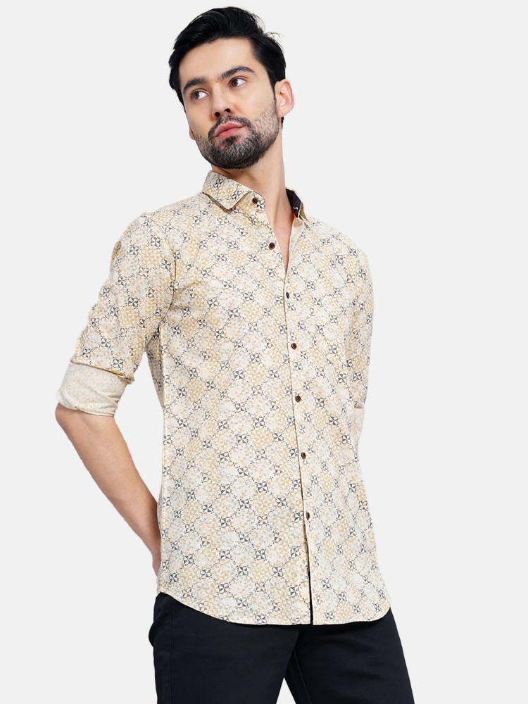 ACT SMART Men Geometric Print Casual Yellow Shirt Buy ACT SMART