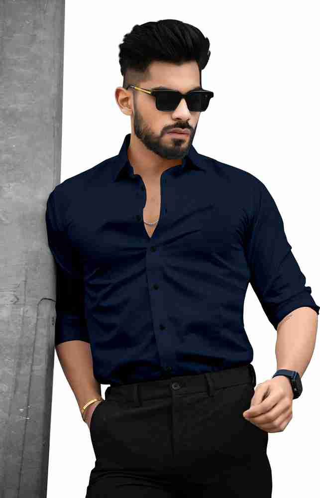 Formal blue pant new arrivals and black shirt
