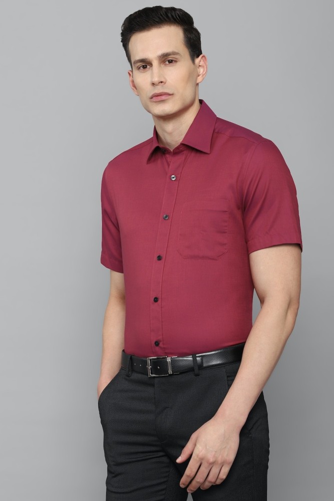 Louis Philippe Ceremonial Shirts, Men Red Slim Fit Solid Full