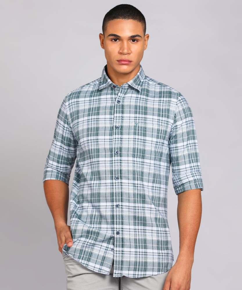 VAN HEUSEN Men Checkered Casual Grey Shirt - Buy VAN HEUSEN Men Checkered  Casual Grey Shirt Online at Best Prices in India